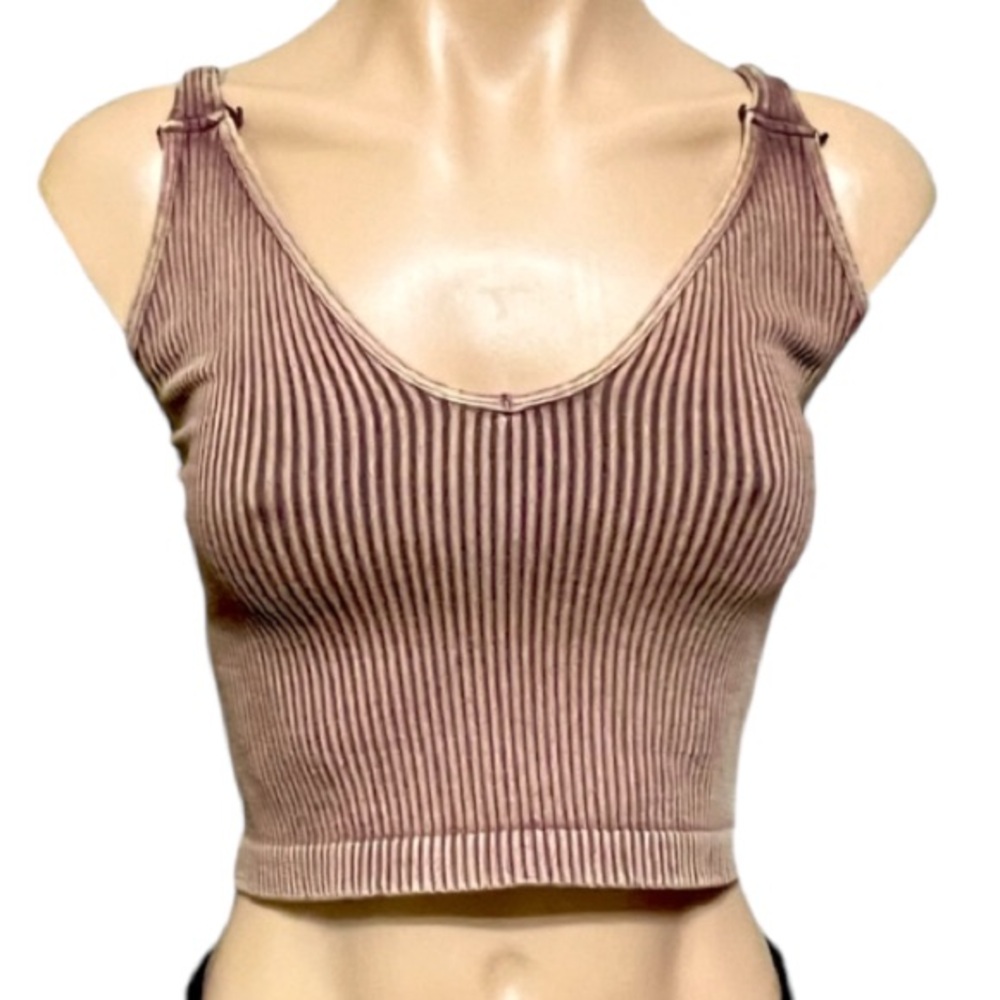 NWOT Free People Intimately Washed Seamless Crop Top XS/S Washed Brown